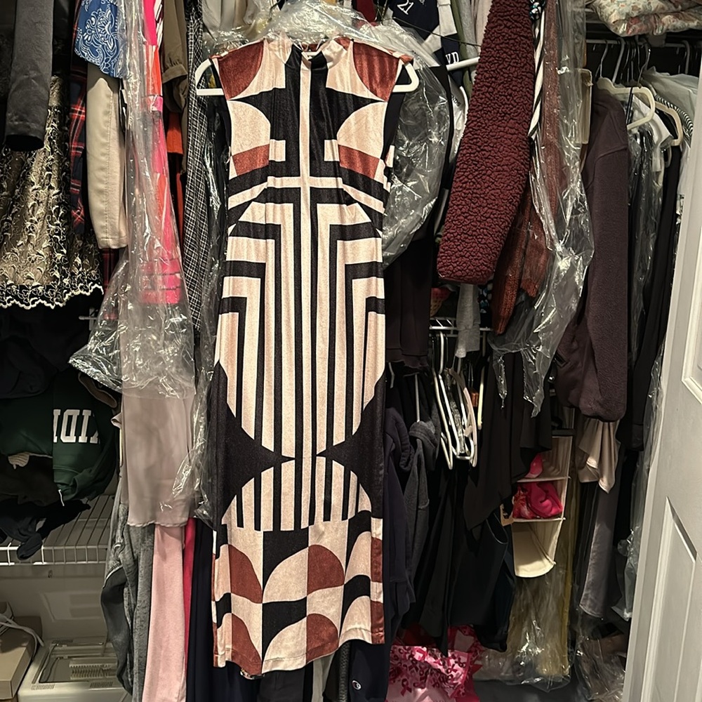 Sleeveless Mock-Neck Column Midi Dress